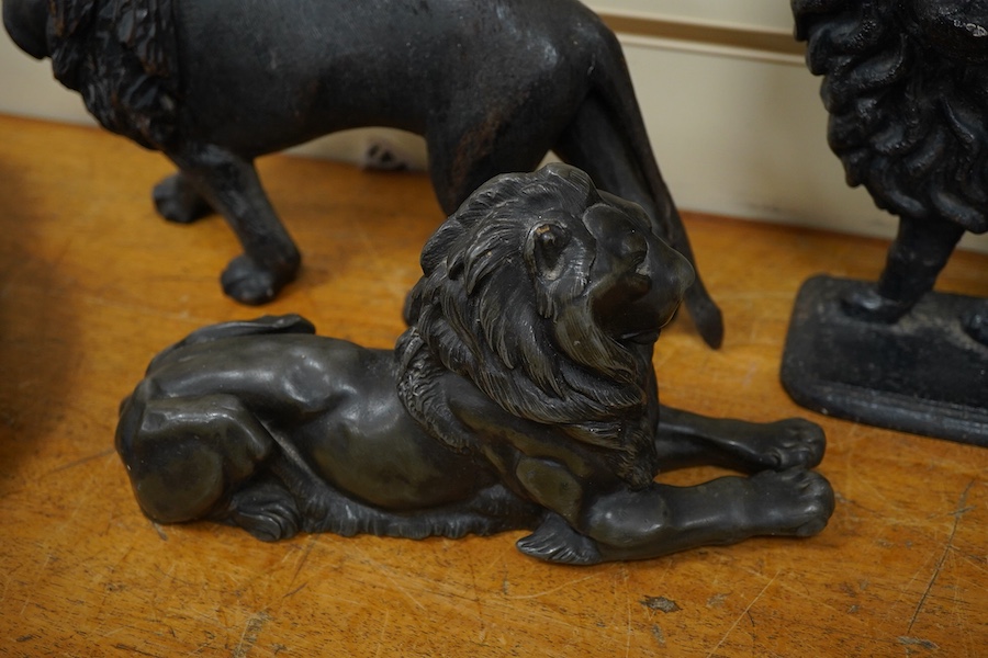 Three lion models, varying materials, and a carved wax ‘Bacchus’ wall plaque